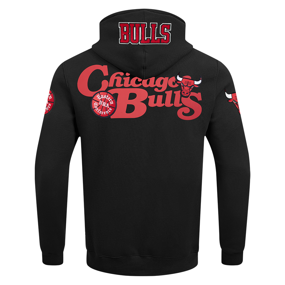 NBA CHICAGO BULLS SOUVENIR MEN'S FLEECE PULLOVER HOODIE (BLACK)