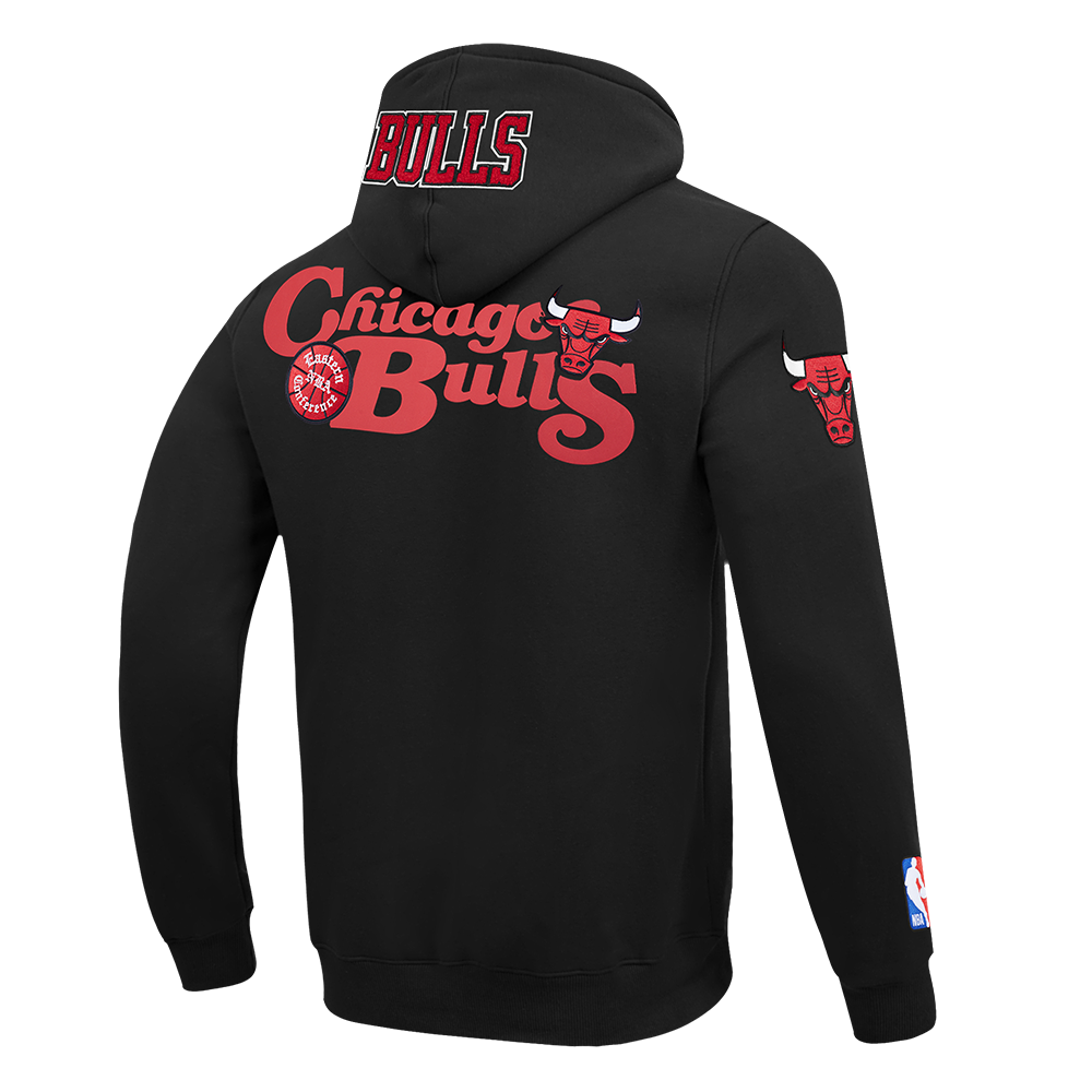 NBA CHICAGO BULLS SOUVENIR MEN'S FLEECE PULLOVER HOODIE (BLACK)