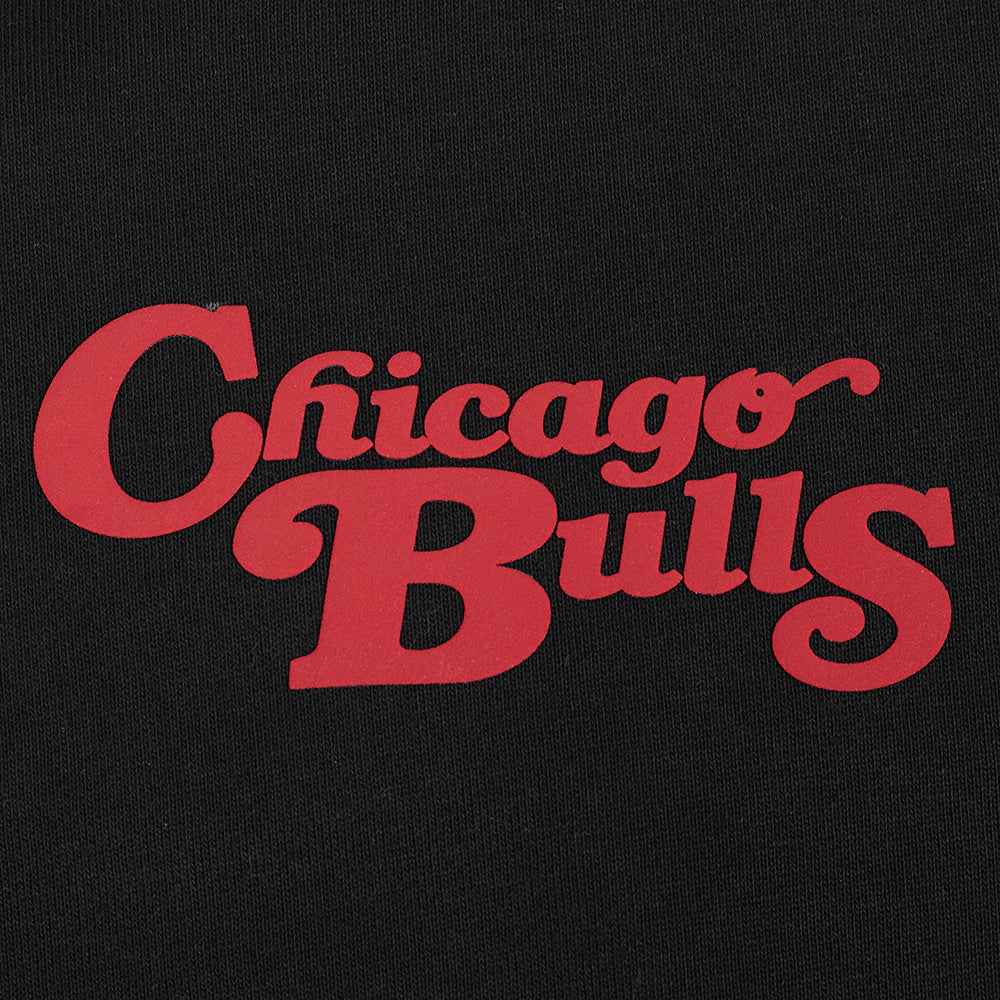 NBA CHICAGO BULLS SOUVENIR MEN'S FLEECE PULLOVER HOODIE (BLACK)