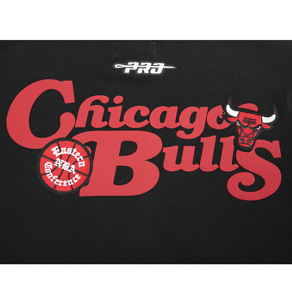 NBA CHICAGO BULLS SOUVENIR MEN'S FLEECE PULLOVER HOODIE (BLACK)