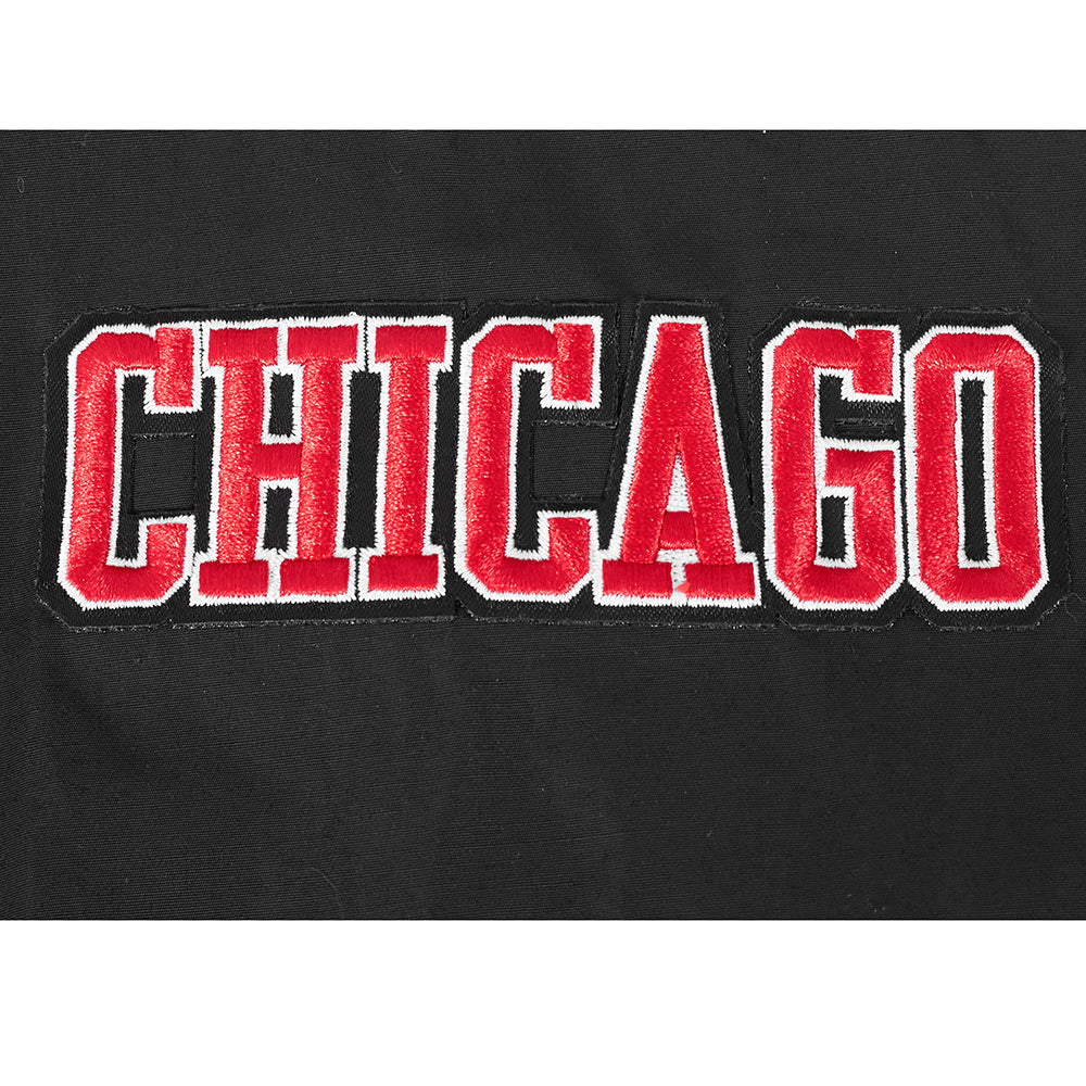 NBA CHICAGO BULLS CLASSIC WIND SUIT CHANDAIL À CAPUCHON TISSÉ À GLISSIÈRE POUR HOMME (NOIR)