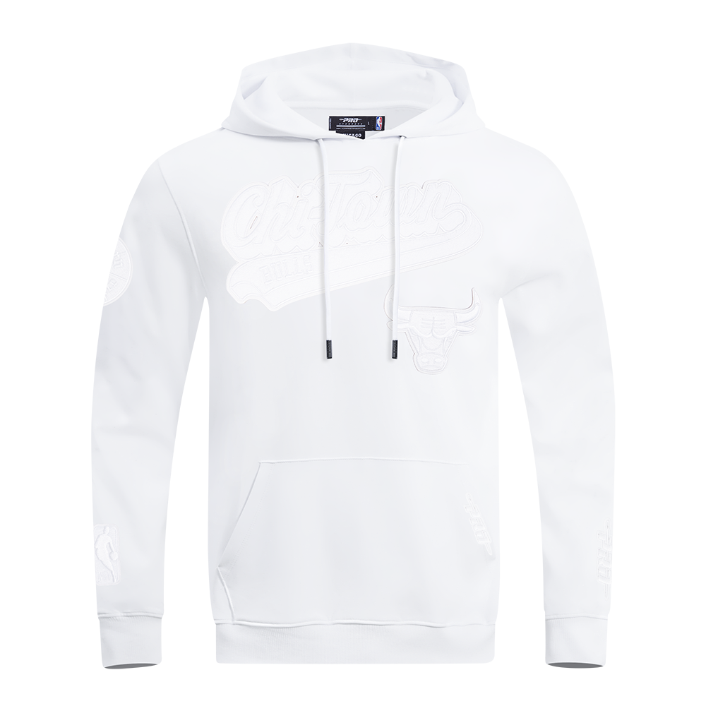 NBA CHICAGO BULLS WHITE OUT CHANDAIL À CAPUCHON EN MAILLE DOUBLE POUR HOMME (BLANC)