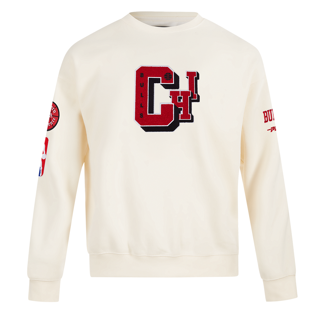 NBA CHICAGO BULLS BEST OF MEN'S DROP SHOULDER FLC CREWNECK (EGGSHELL)