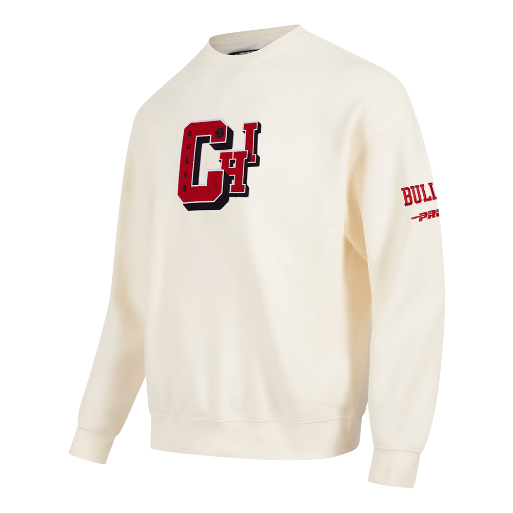 NBA CHICAGO BULLS BEST OF MEN'S DROP SHOULDER FLC CREWNECK (EGGSHELL)