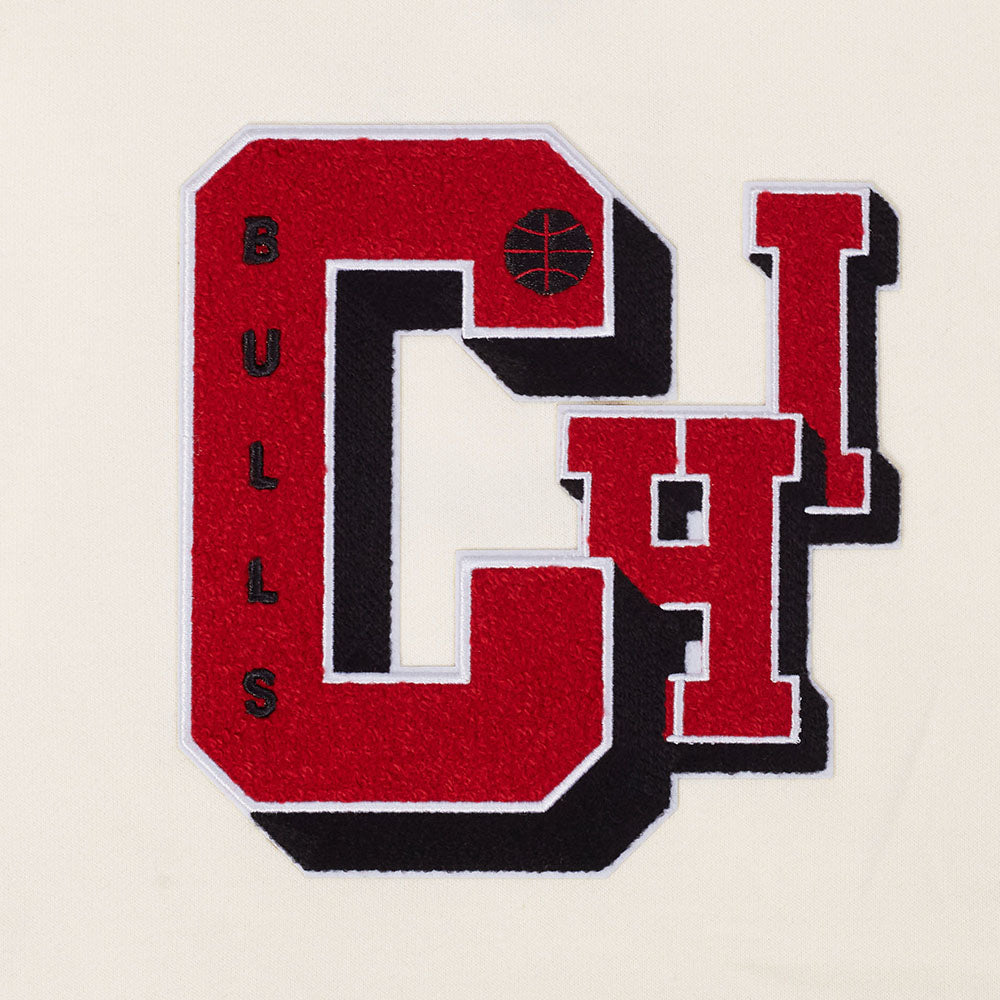 NBA CHICAGO BULLS BEST OF MEN'S DROP SHOULDER FLC CREWNECK (EGGSHELL)