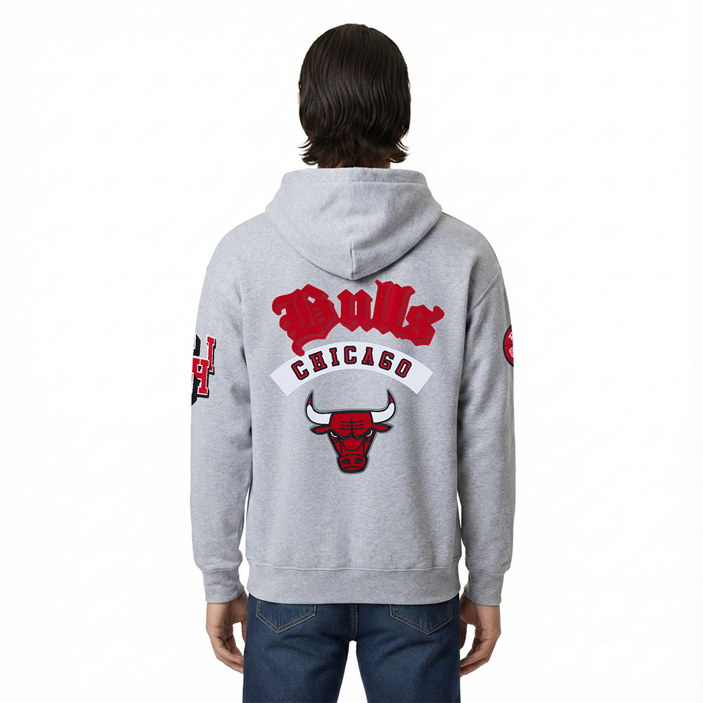 NBA CHICAGO BULLS BEST OF MEN'S DROP SHOULDER FLC PO HOODIE (DARK HEATHER GRAY)
