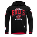 NBA CHICAGO BULLS TEAM BADGE MEN'S RIB FLC PO HOODIE (BLACK/RED/BLACK)
