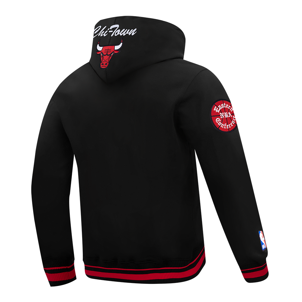 NBA CHICAGO BULLS TEAM BADGE MEN'S RIB FLC PO HOODIE (BLACK/RED/BLACK)