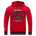 NBA CHICAGO BULLS TEAM BADGE CHANDAIL À CAPUCHON EN MOLLETON CÔTELÉ POUR HOMME (ROUGE/NOIR)