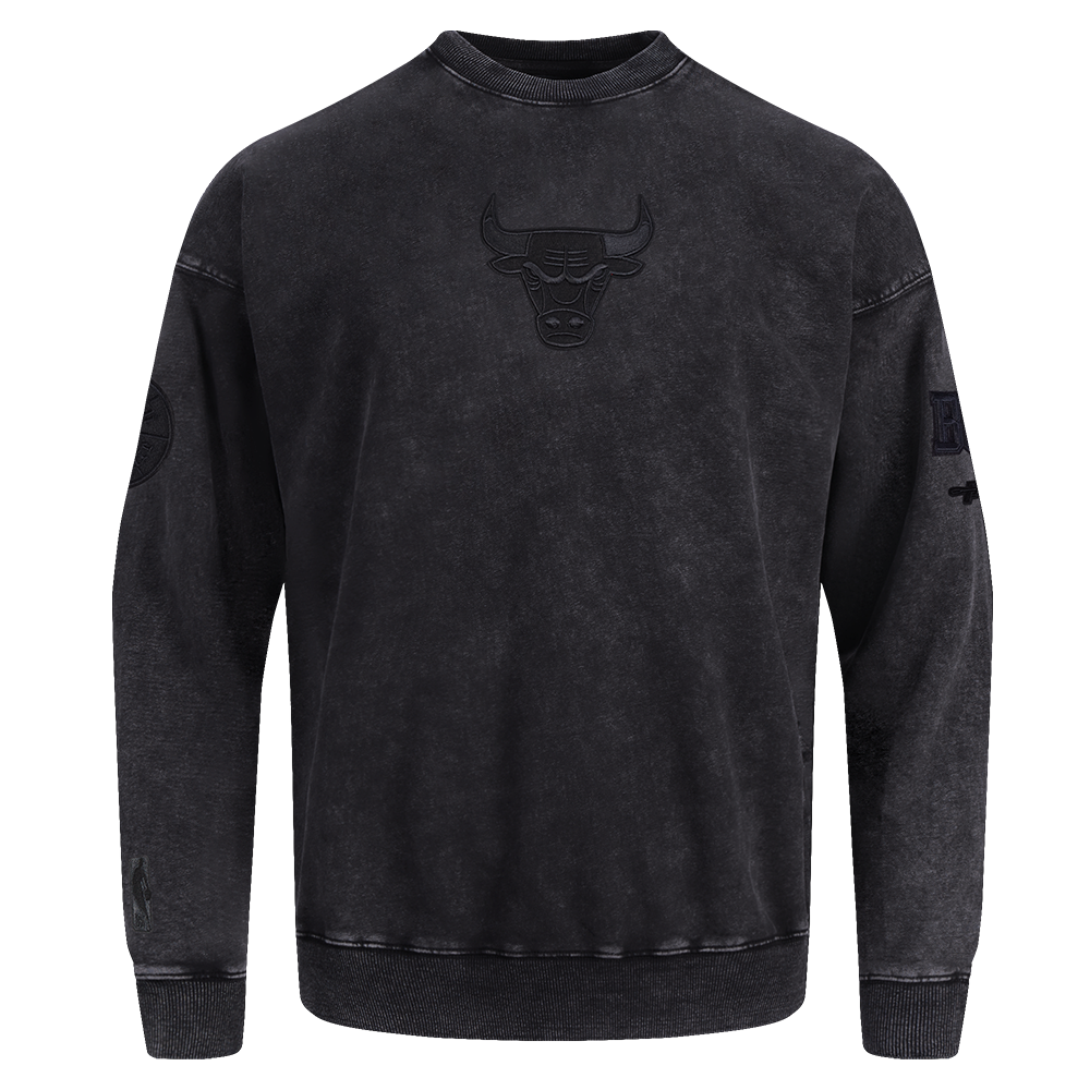 NBA CHICAGO BULLS WASHED CLASSIC CHANDAIL OUATÉ À COL ROND POUR HOMME (NOIR DÉLAVÉ)