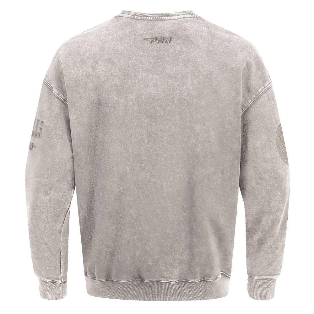 NBA CHICAGO BULLS WASHED CLASSIC MEN'S ENZYME WASH DROP SHOULDER FT CREWNECK (WASHED WARM SLATE)