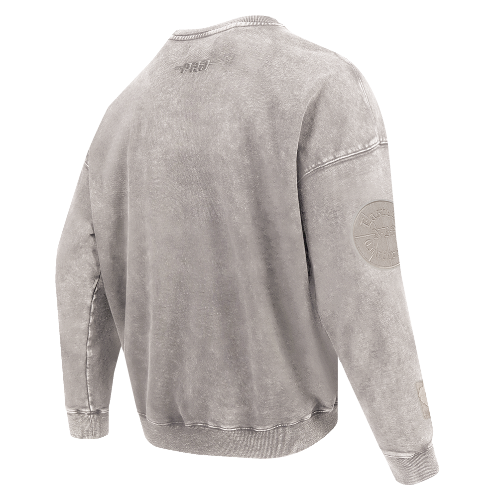 NBA CHICAGO BULLS WASHED CLASSIC MEN'S ENZYME WASH DROP SHOULDER FT CREWNECK (WASHED WARM SLATE)