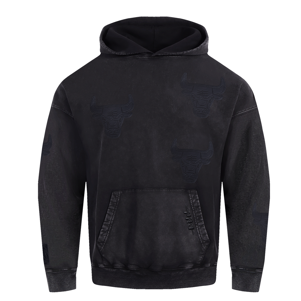 NBA CHICAGO BULLS WASHED VANGUARD MEN'S PULLOVER HOODIE (WASHED BLACK)