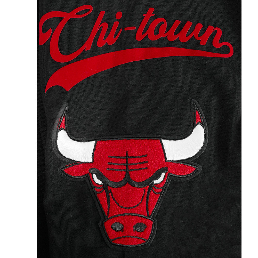 NBA CHICAGO BULLS LIVING LARGE MEN'S DROP SHOULDER FLC PO HOODIE (BLACK)