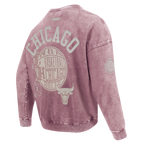 NBA CHICAGO BULLS STREET TEAM CHANDAIL À COL ROND À ÉPAULES TOMBANTES EN MOLLETON FRANÇAIS LAVÉ À L'ENZYME POUR HOMME (MAUVE DÉLAVÉ)