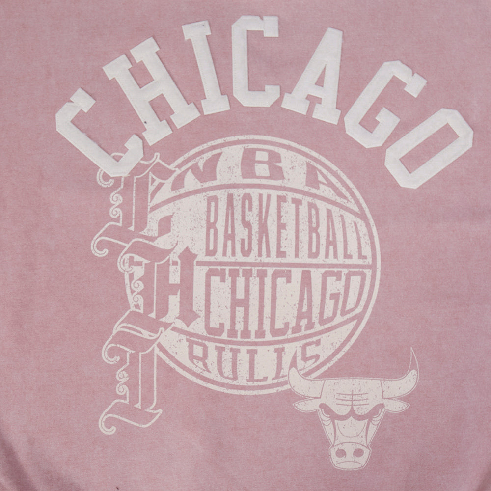 NBA CHICAGO BULLS STREET TEAM CHANDAIL À COL ROND À ÉPAULES TOMBANTES EN MOLLETON FRANÇAIS LAVÉ À L'ENZYME POUR HOMME (MAUVE DÉLAVÉ)