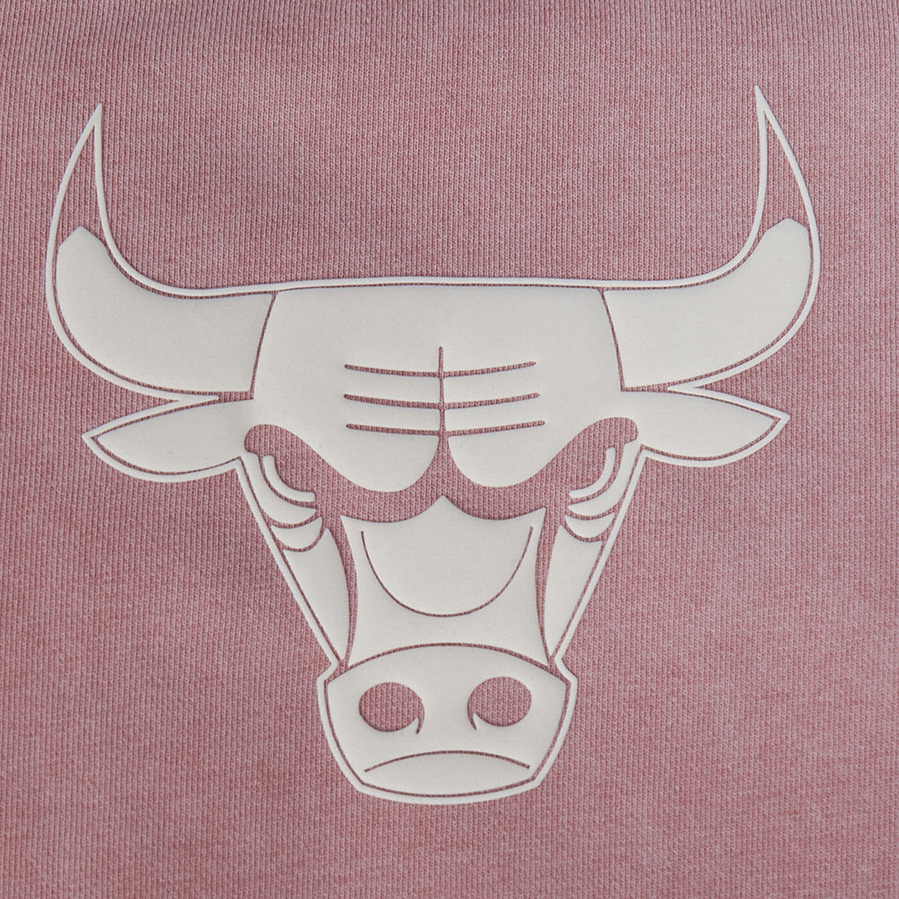 NBA CHICAGO BULLS STREET TEAM CHANDAIL À COL ROND À ÉPAULES TOMBANTES EN MOLLETON FRANÇAIS LAVÉ À L'ENZYME POUR HOMME (MAUVE DÉLAVÉ)