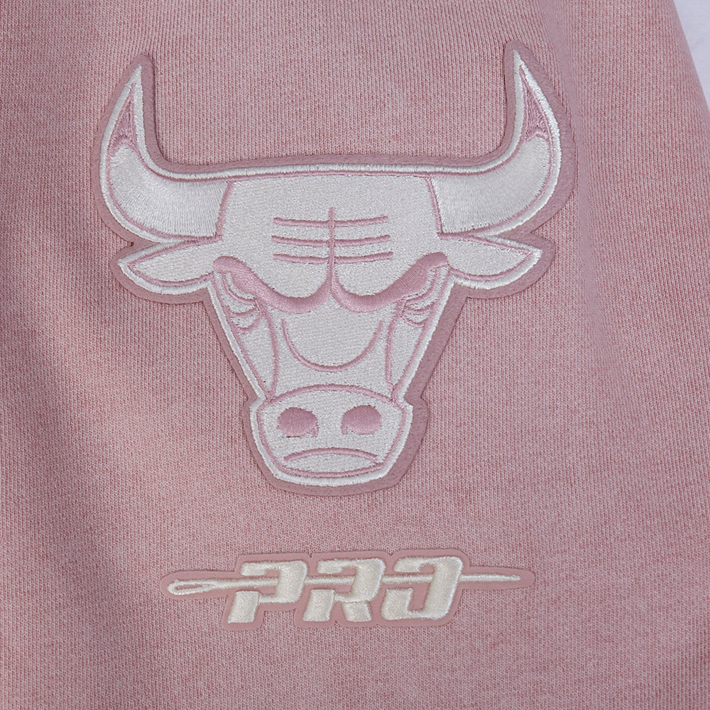 NBA CHICAGO BULLS STREET TEAM CHANDAIL À COL ROND À ÉPAULES TOMBANTES EN MOLLETON FRANÇAIS LAVÉ À L'ENZYME POUR HOMME (MAUVE DÉLAVÉ)