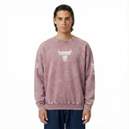 NBA CHICAGO BULLS STREET TEAM CHANDAIL À COL ROND À ÉPAULES TOMBANTES EN MOLLETON FRANÇAIS LAVÉ À L'ENZYME POUR HOMME (MAUVE DÉLAVÉ)