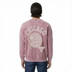 NBA CHICAGO BULLS STREET TEAM CHANDAIL À COL ROND À ÉPAULES TOMBANTES EN MOLLETON FRANÇAIS LAVÉ À L'ENZYME POUR HOMME (MAUVE DÉLAVÉ)