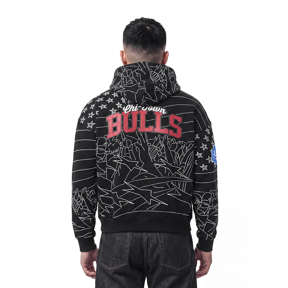 NBA CHICAGO BULLS PRO PREMIUM CHANDAIL À CAPUCHON À GLISSIÈRE POUR HOMME (NOIR)