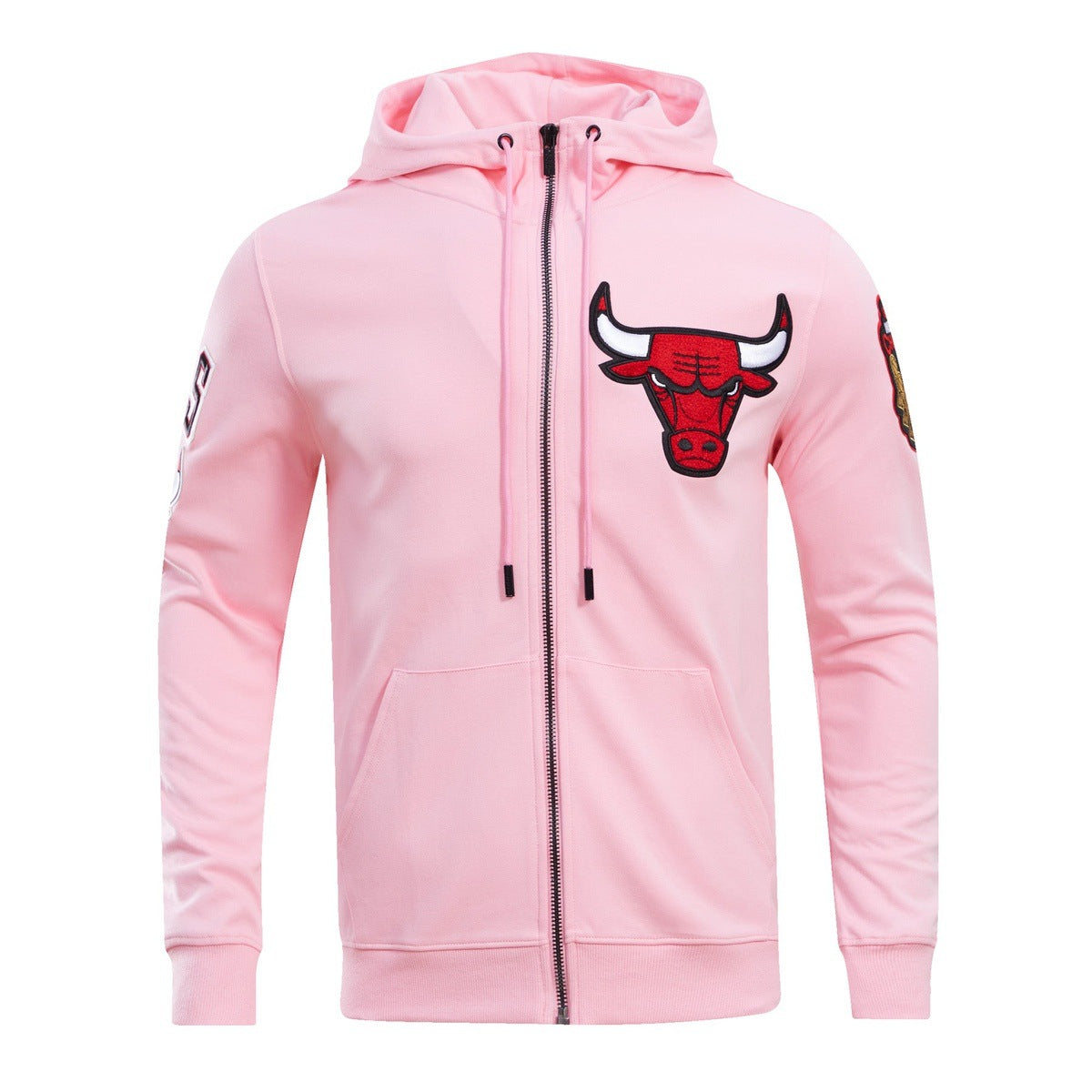 NBA CHICAGO BULLS CLASSIC CHENILLE CHANDAIL À CAPUCHON À GLISSIÈRE POUR HOMME (ROSE)