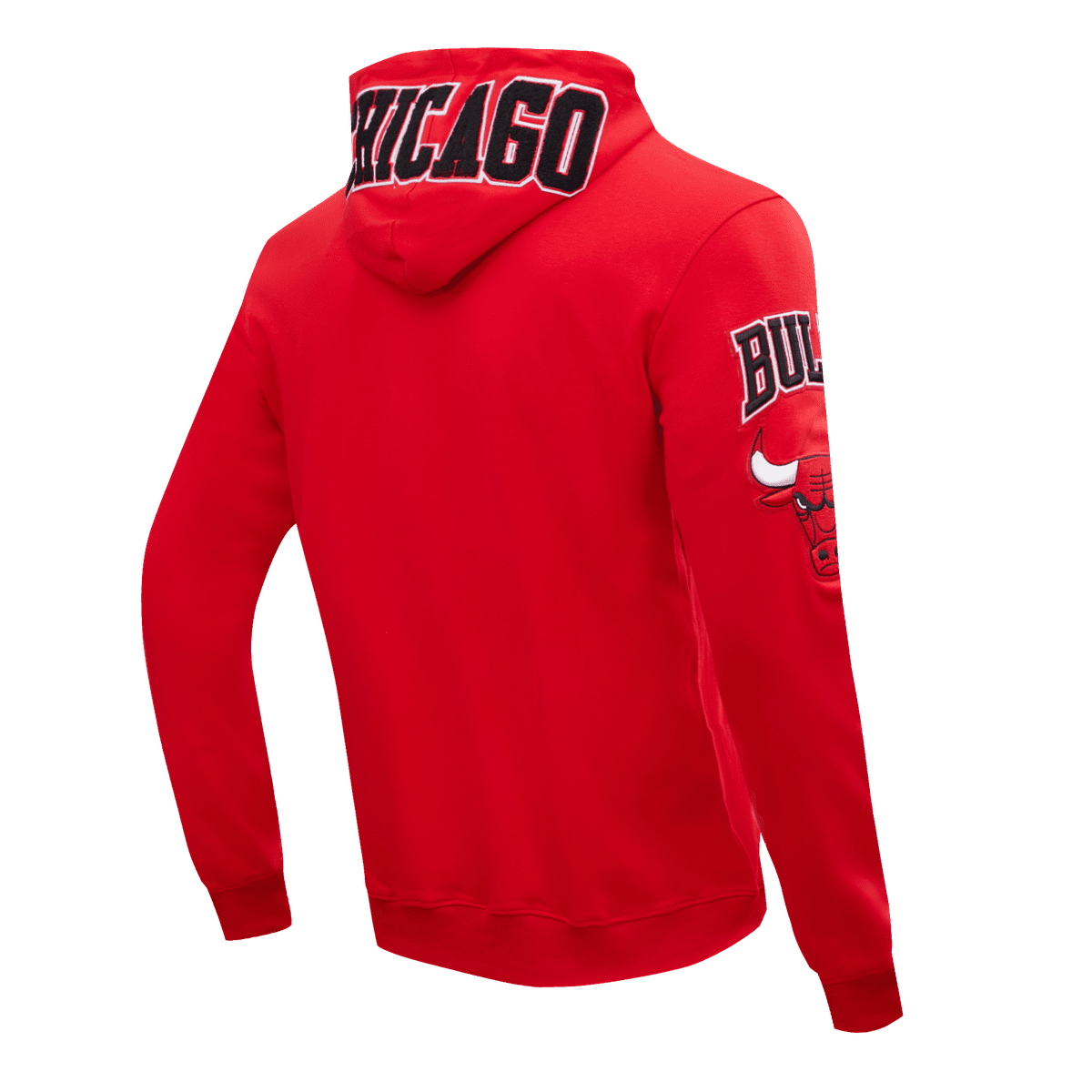 NBA CHICAGO BULLS CLASSIC CHENILLE MEN'S FULL ZIP PULLOVER HOODIE (RED)