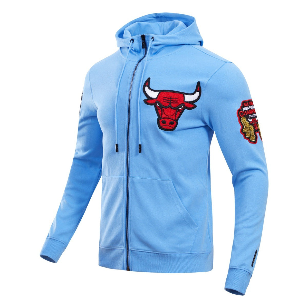 NBA CHICAGO BULLS CLASSIC CHENILLE MEN'S FULL ZIP PULLOVER HOODIE (UNIVERSITY BLUE)