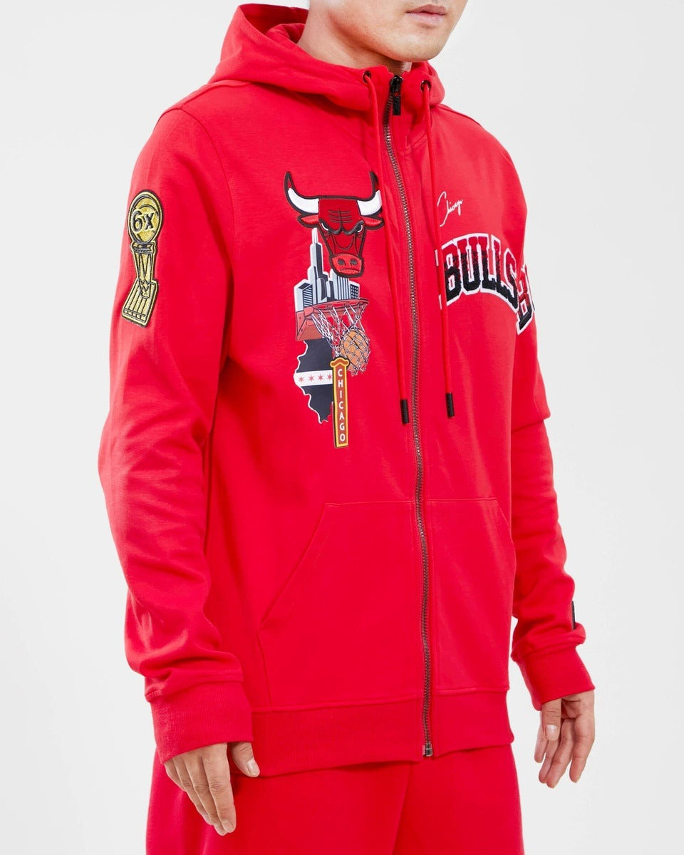 NBA CHICAGO BULLS HOMETOWN FZ HOODIE (RED)