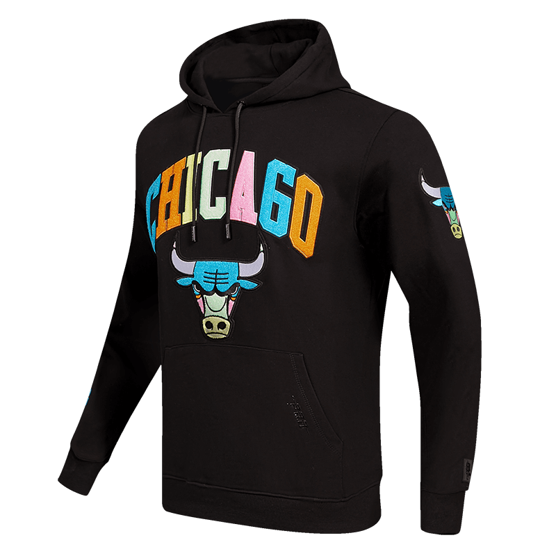 NBA CHICAGO BULLS WASHED NEON MEN'S PO HOODIE (BLACK)