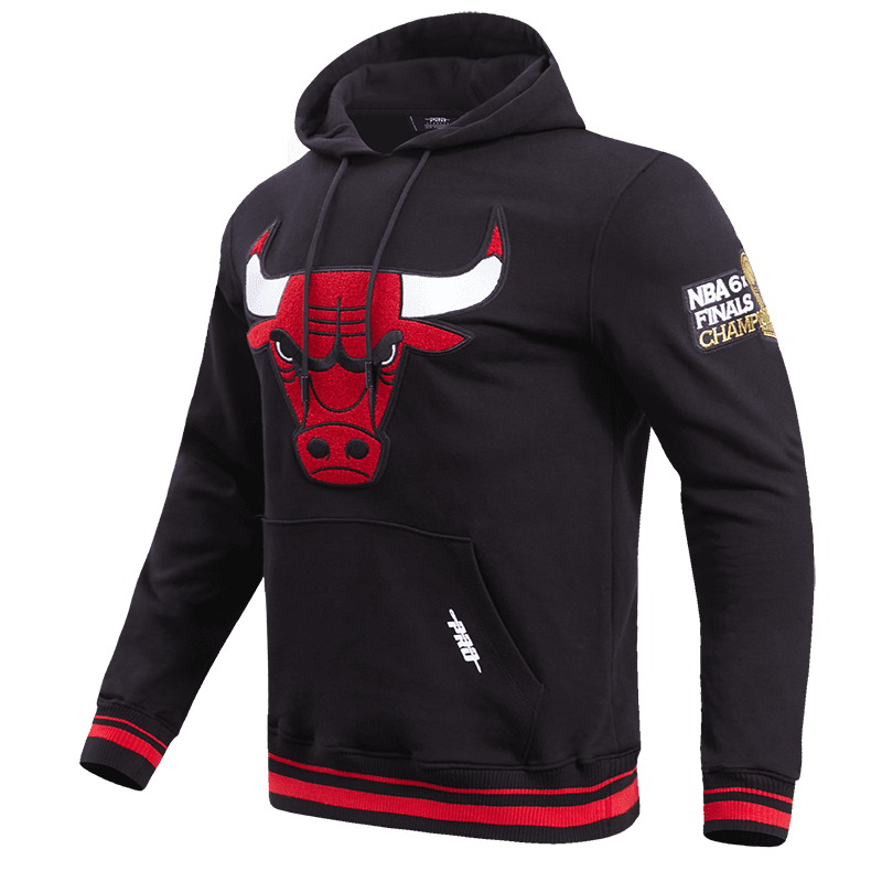 NBA CHICAGO BULLS RETRO CLASSIC MEN'S PULLOVER HOODIE (BLACK/RED/BLACK)