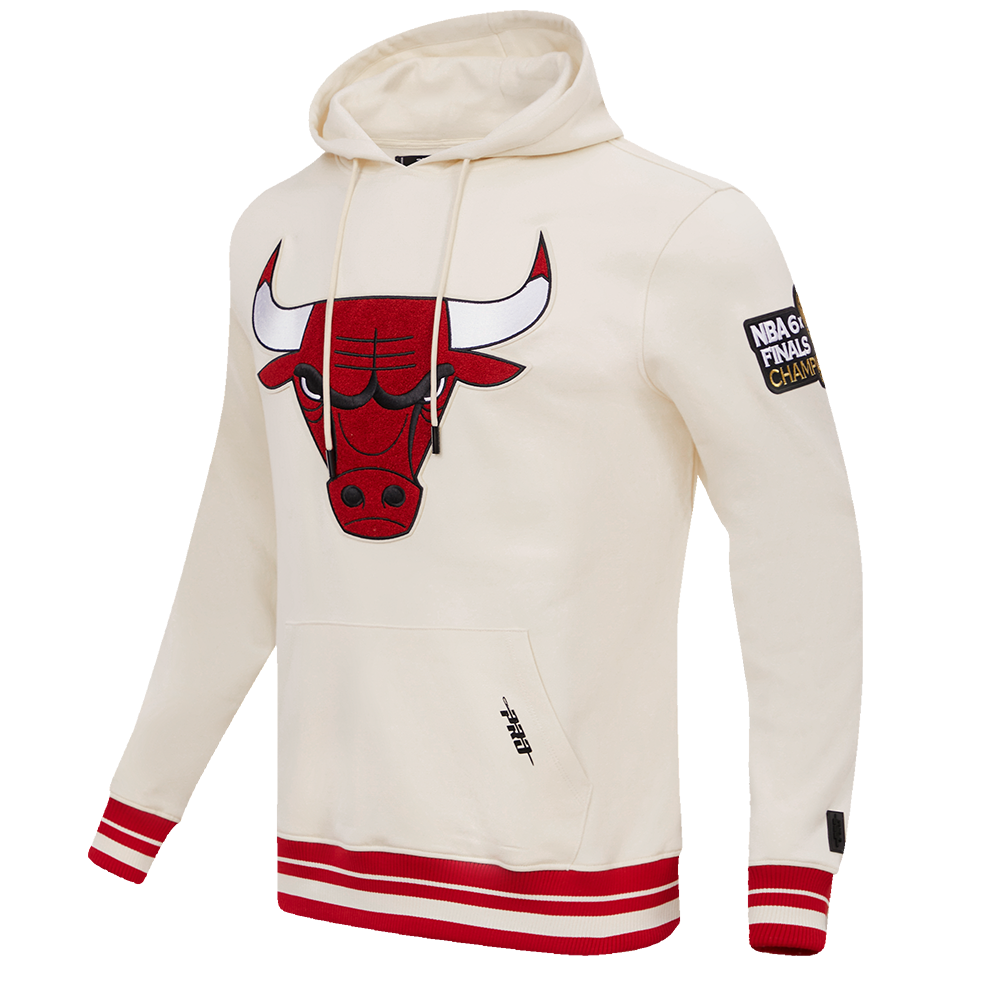 NBA CHICAGO BULLS RETRO CLASSIC MEN'S PULLOVER HOODIE (EGGSHELL/RED)