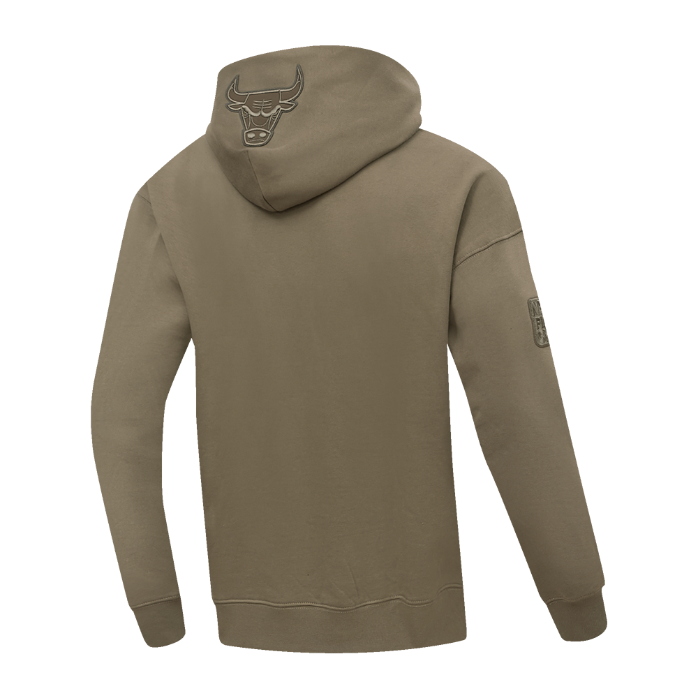 NBA CHICAGO BULLS NEUTRAL DROP SHOULDER FLEECE PULLOVER HOODIE (DARK TAUPE)