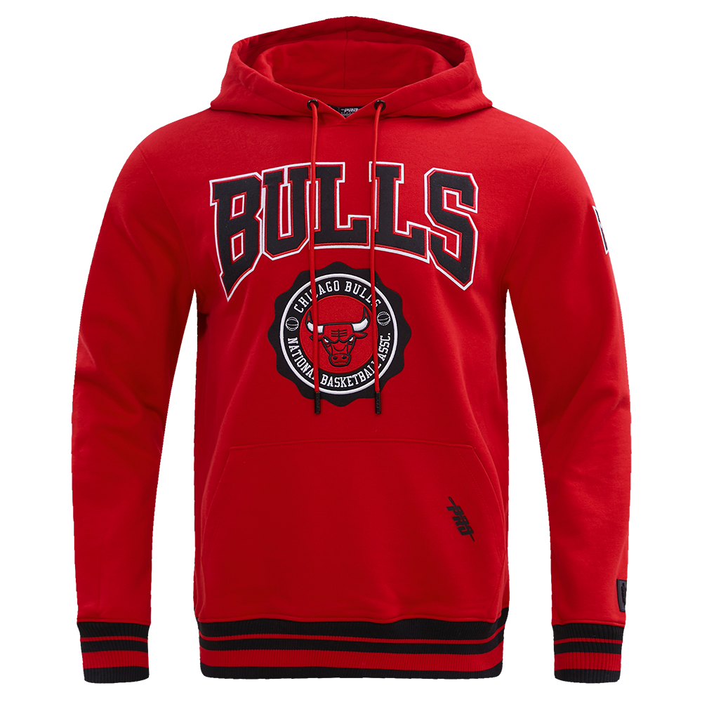 NBA CHICAGO BULLS CREST EMBLEM CHANDAIL À CAPUCHON CÔTELÉ POUR HOMME (ROUGE/NOIR)