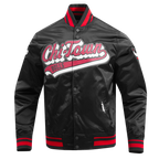 NBA CHICAGO BULLS SCRIPT TAIL MEN'S SATIN JACKET (BLACK/RED/BLACK)