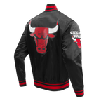 NBA CHICAGO BULLS SCRIPT TAIL MEN'S SATIN JACKET (BLACK/RED/BLACK)