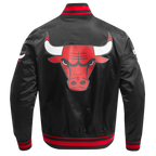 NBA CHICAGO BULLS SCRIPT TAIL MEN'S SATIN JACKET (BLACK/RED/BLACK)