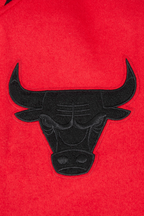 NBA CHICAGO BULLS OLD ENGLISH MEN'S RIB WOOL VARSITY JACKET (RED/BLACK)