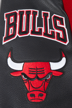 NBA CHICAGO BULLS OLD ENGLISH MEN'S RIB WOOL VARSITY JACKET (RED/BLACK)