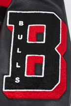 NBA CHICAGO BULLS OLD ENGLISH MEN'S RIB WOOL VARSITY JACKET (RED/BLACK)