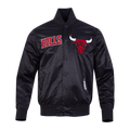 NBA CHICAGO BULLS SOUVENIR BLOUSON EN SATIN POUR HOMME (NOIR)