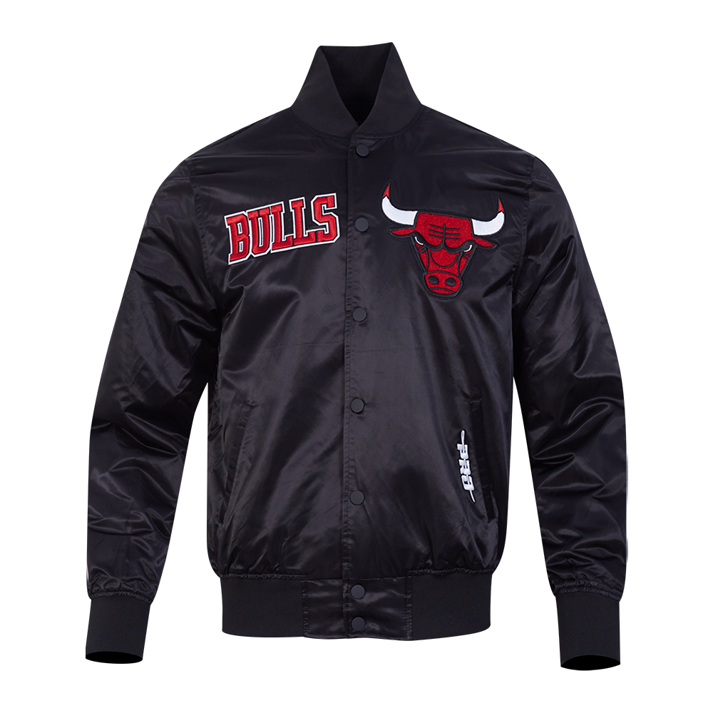 NBA CHICAGO BULLS SOUVENIR MEN'S SATIN JACKET (BLACK)