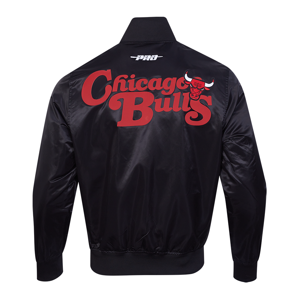 NBA CHICAGO BULLS SOUVENIR BLOUSON EN SATIN POUR HOMME (NOIR)