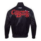 NBA CHICAGO BULLS SOUVENIR BLOUSON EN SATIN POUR HOMME (NOIR)