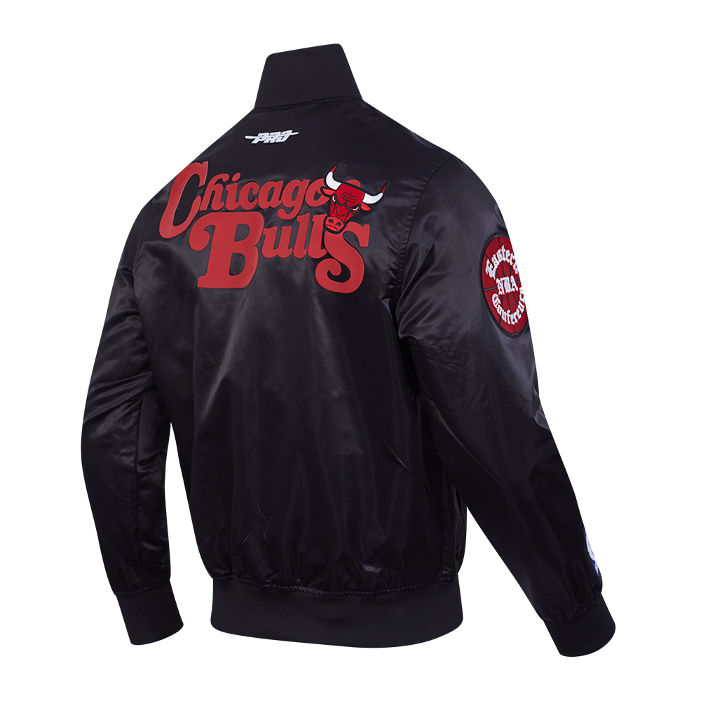 NBA CHICAGO BULLS SOUVENIR BLOUSON EN SATIN POUR HOMME (NOIR)