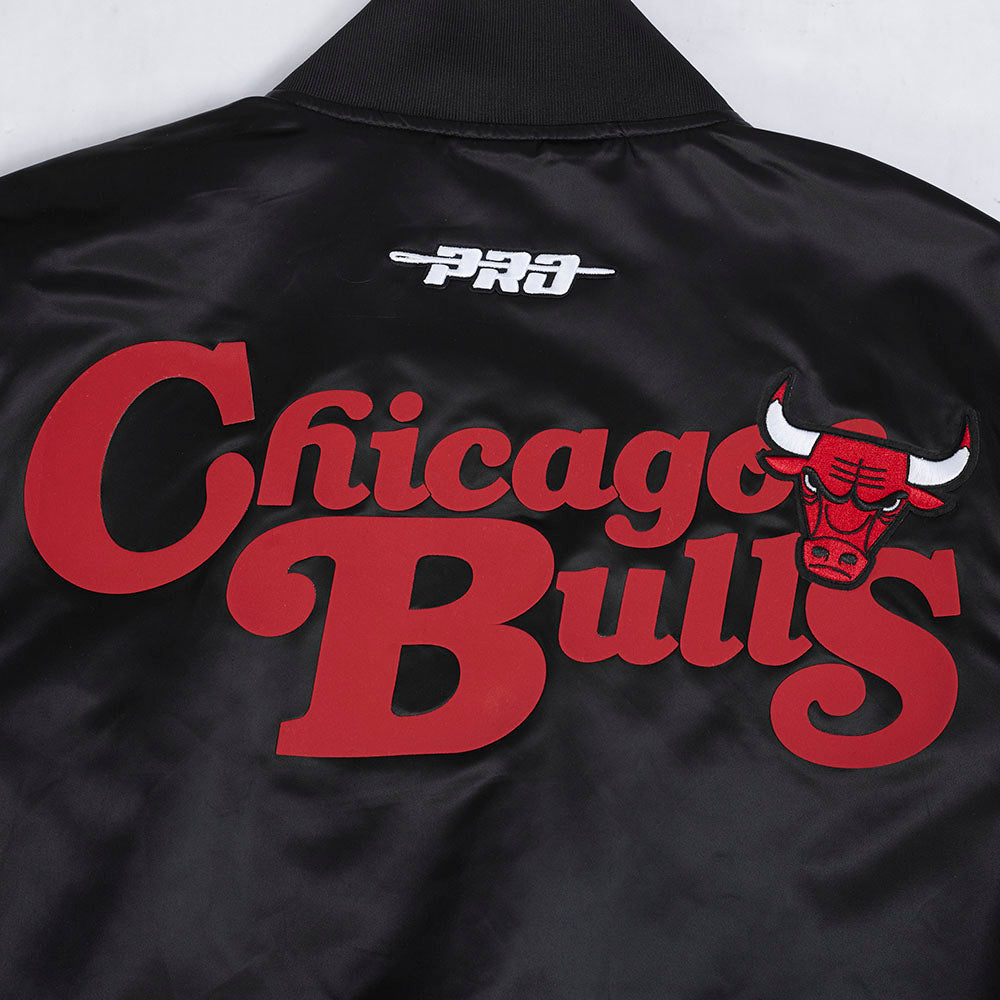 NBA CHICAGO BULLS SOUVENIR BLOUSON EN SATIN POUR HOMME (NOIR)
