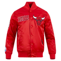 NBA CHICAGO BULLS SOUVENIR BLOUSON EN SATIN POUR HOMME (ROUGE)