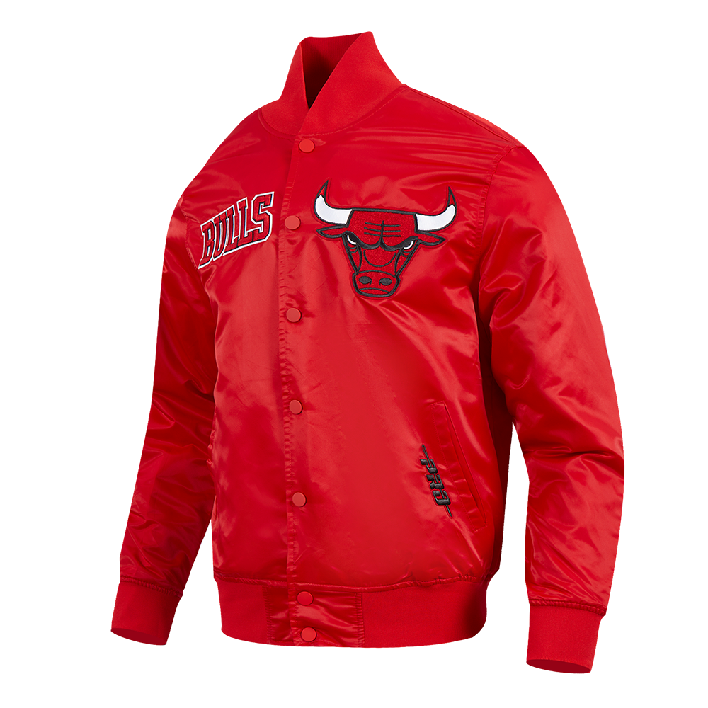NBA CHICAGO BULLS SOUVENIR BLOUSON EN SATIN POUR HOMME (ROUGE)