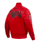 NBA CHICAGO BULLS SOUVENIR BLOUSON EN SATIN POUR HOMME (ROUGE)