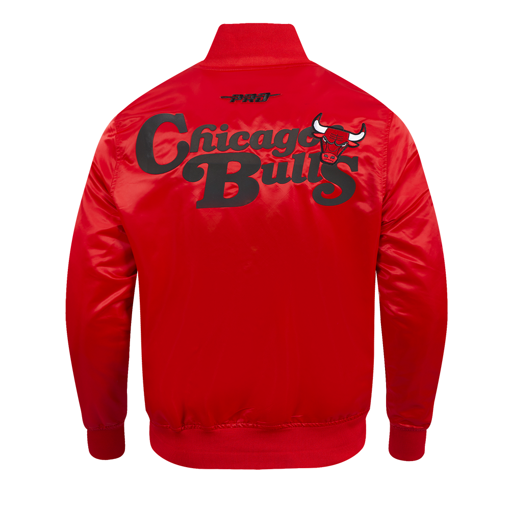 NBA CHICAGO BULLS SOUVENIR BLOUSON EN SATIN POUR HOMME (ROUGE)